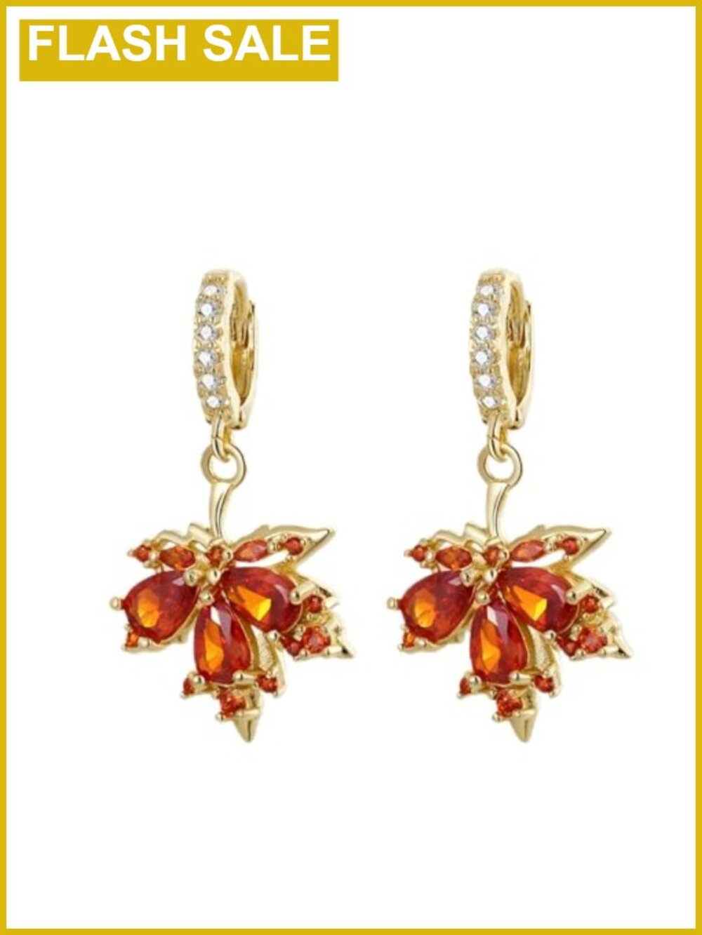 Crystal Maple Leaf Drop Dangle Earrings Lever Back Fall Jewelry